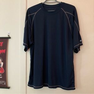 Champion Double Dry athletic tee in heather navy with grey stitching